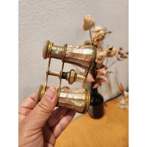 Antique Opera glasses ‎ Vanderslice & Co SF Paris MOP Brass Binoculars Vintage
